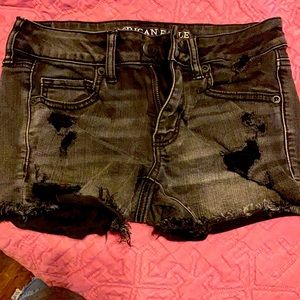 American Eagle Size 4 stretch black denim shorts